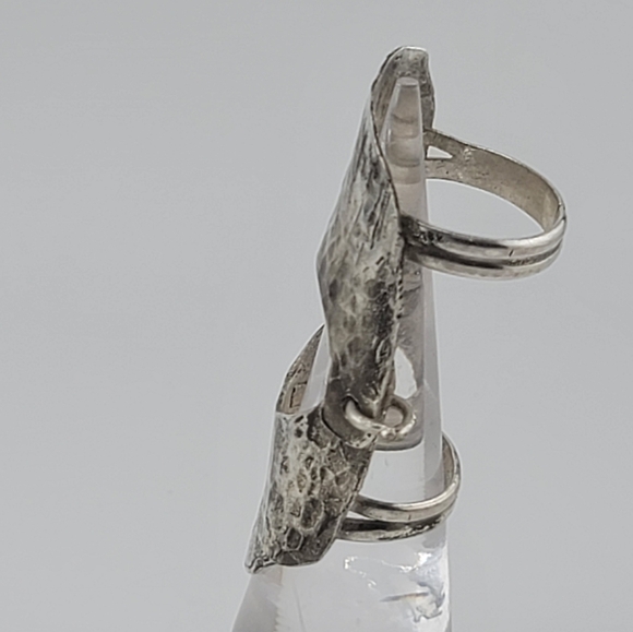 FINGER ARMOR HANDMADE IN STERLING SILVER METAL SIZE 8.5 & 6 - Picture 4 of 7